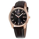 Citizen Eco-drive Black Dial Brown Leather Band Men's Watch -