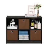 Furinno 23.6 in. Espresso/Brown Wood 3-shelf Cube Bookcase with Closed Storage