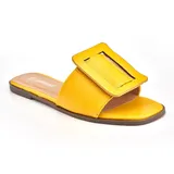Henry Ferrera Buckle Women's Slide Sandals, Size: 7.5, Yellow