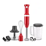 KitchenAid KHBBV83 Cordless Variable Speed Hand Blender with Chopper & Whisk Attachment, Red