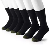 Men's GOLDTOE 6-pack Athletic Crew Socks, Size: 6-12, Black