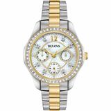 Bulova Women's Quartz Crystal Accents Gold And Silver Tone Watch 36mm