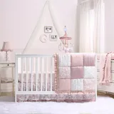 The Peanutshell Grace Patchwork 4-Piece Crib Bedding Set, Pink Ovrfl