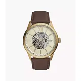 Fossil Men's 48Mm Flynn Automatic Leather Watch - Brown