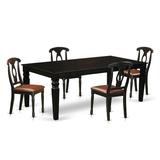 Darby Home Co Bodiam 5 Piece Butterfly Leaf Solid Wood Dining Set Wood/Upholstered Chairs in Black, Size 30.0 H in | Wayfair DABY5754 39693823