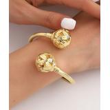 YUSHI Women's Bracelets GOLD - Goldtone Beaded Open Cuff Bracelet
