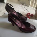 Nine West Shoes | Nine West Burgundy Platform Peep Toe Pumps | Color: Red | Size: 8