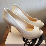 Nine West Shoes | Nine West Camya Peep Toe Platform Heels | Color: White | Size: 8