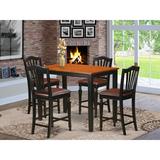 Charlton Home® Socha 4 - Person Counter Height Rubberwood Solid Wood Dining Set Wood in Black/Brown, Size 36.0 H in | Wayfair