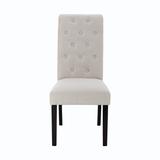 Red Barrel Studio® 2-Piece Modern Tufted Upholstered Fabric Dining Chair Elegant Button Side Chair Upholstered in Black/Brown | Wayfair
