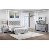 Everly Quinn Celina 4pc Bedroom Set w/ Led Lights, Silver Upholstered in Brown/Gray, Size Queen | Wayfair 199A8FEE11BA469EB9AC0CA8C0AA12A5