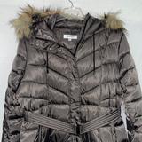 Nine West Jackets & Coats | Nine West Womens Gray Hooded Belted Puffer Jacket Sz Xxl | Color: Gray/Tan | Size: Xxl