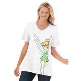 Plus Size Women's Disney Women's Short Sleeve V-Neck Tee Tinkerbell by Disney in White Tinkerbell (Size 4X)
