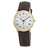 Frederique Constant Slimline Silver Dial Gold Plated Brown Leather Strap Men's Watch FC-235M4S5 FC-235M4S5