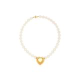 Gold Heart Pendant Pearl Necklace