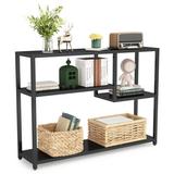 Latitude Run® 43.3" Console Table,Entryway Table w/ Storage Shelves Wood in Black, Size 33.46 H x 43.3 W x 11.81 D in | Wayfair
