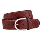 The Tailored Sportsman Quilted "C" Leather Belt - M - Bordeaux/Silver - Smartpak