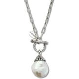 Sterling Silver & 18k Gold 20mm Baroque Pearl Toggle Pendant Necklace In White At Nordstrom Rack