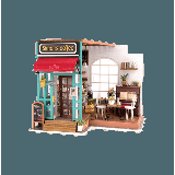 Simon's Coffee DIY Dollhouse Wooden Miniature Furniture Kit Mini Coffee Shop with LED Best Birthday Gifts