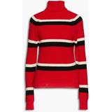 Ribbed Striped Wool Turtleneck Sweater