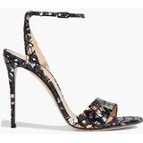 Metallic Printed Glossed Croc-effect Leather Sandals