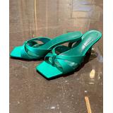 YOUTHJUNE Women's Sandals Green - Green Crisscross Square-Toe Satin Sandal - Women