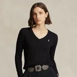 Ralph Lauren Cable-Knit V-Neck Sweater in Polo Black/White Pp - Size M