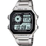 Casio Collection Quartz Digital Dial Silver Stainless Steel Bracelet Mens Watch AE-1200WHD-1AVEF