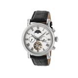 Heritor Automatic Mens Winston Semi-Skeleton Leather-Band Watch - Silver - One Size