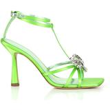 Womans Leather And Satinr Jewel Sandals