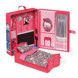 Home & Go Dollhouse Playset Travel & Storage Case with Bed/Bedding for 12" Fashion Dolls - Pink