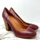 Madewell Shoes | Madewell Frankie Merlot Leather Round Toe Wood Heel Pumps 9 Classic Minimalist | Color: Purple/Red | Size: 9