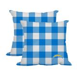 Los Angeles Chargers 2-Pack Buffalo Check Plaid Outdoor Pillow Set