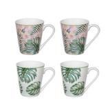 A&B Home Botanical Porcelain 10 Oz. Mugs - Set Of 4 - 4.7" X 3" X 4" - Green in Brown/Gray/Green, Size 3.9 H in | Wayfair 60032