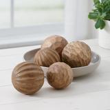 Decorative Carved Wood Balls, Set Of Five - Grandin Road