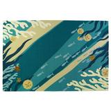 Sand Dollars and Coral Rectangle Rug Teal 5' x 7', 5' x 7', Teal