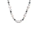 Belk & Co 10-14Mm White & Grey Freshwater Cultured Coin And 7-7.5Mm Black Freshwater Cultured Pearl Necklace In Sterling Silver, 18 In