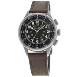 Bulova A-15 Pilot Black Dial Brown Leather Strap Men's Watch 96A245 96A245