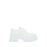 White Leather Monolith Lace-up Shoes - White - Prada Flats