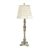 Elegant Designs Antique Style Buffet Table Lamp with Cream Ruched Shade, Beige