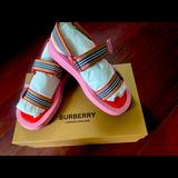 Burberry Shoes | Burberry Women's Pink Icon Stripe Canvas Sandals | Color: Pink/Red | Size: 8