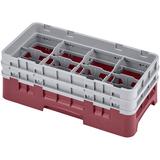 Cambro 8HS434416 Half-Size Glass Rack - 8 Compartments - Cranberry
