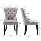 Red Barrel Studio® Dining Chairs Set Of 2 w/ Tufted High Back Retro Linen Fabric Dining Room Chairs Side Chairs Rustic White Wood Legs Nailhead Trim Ring P Wood/Upholstered/Fabric