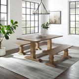 Joanna 3Pc Dining Set Rustic Brown - Table & 2 Benches - Crosley KF20019RB