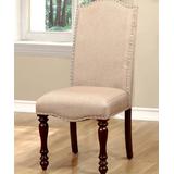 1PerfectChoice Dining Chairs Antique - Antique Cherry & Beige Fabric Dining Chair - Set of Two