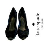 Kate Spade Shoes | Kate Spade Black Suede Cross Strap Peep-Toe Pumps 7.5 | Color: Black | Size: 7.5