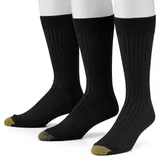 Men's GOLDTOE 3-pack Canterbury Crew Fashion Dress Socks, Size: 6-12, Black