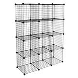 Mount-it Wire Cube Storage Organizer | 12 Cubes, Wood in Black/Gray, Size 56.0 H x 42.0 W x 14.0 D in | Wayfair WI-4013