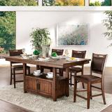 Loon Peak® Ashlyn Wood 5-Piece Counter Height Dining Table Set Wood/Upholstered Chairs in Brown, Size 36.0 H in | Wayfair