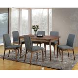Mercury Row® Vogelsang Wood 7-Piece Dining Table Set Wood/Upholstered Chairs in Brown/Gray | Wayfair 18FF7195AFD94E29A753B8B72E165166